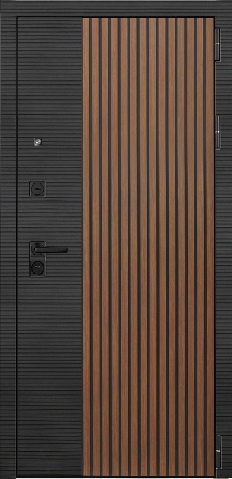 Входная дверь Модель L - 48 ФЛ-291 (Line, 10мм, белый софт) внешняя сторона